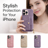 LuxeLeather Mirror Wallet iPhone Case with Wristlet