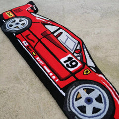 Trippy Racing Car Floor Rug