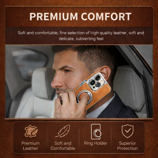 Apex iPhone Luxe Leather Case with Metal Stand