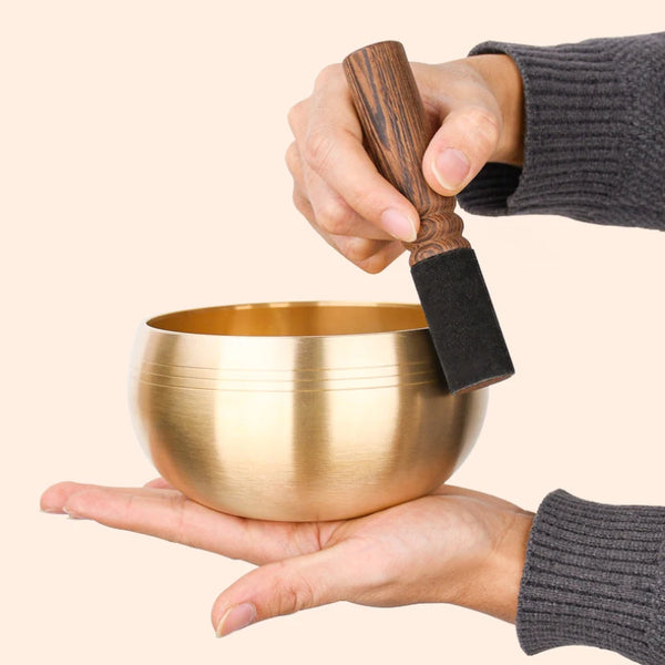 The Ohm Bowl-Hand-Crafted Brass Meditation Set