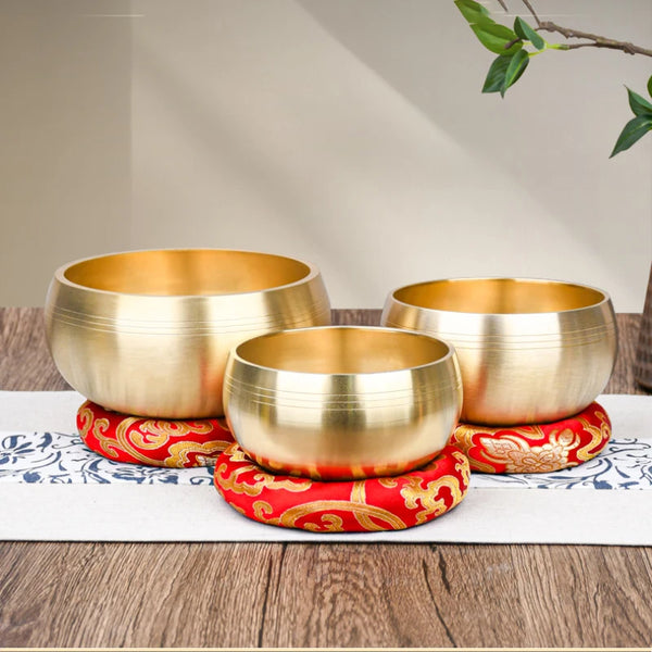 The Ohm Bowl-Hand-Crafted Brass Meditation Set